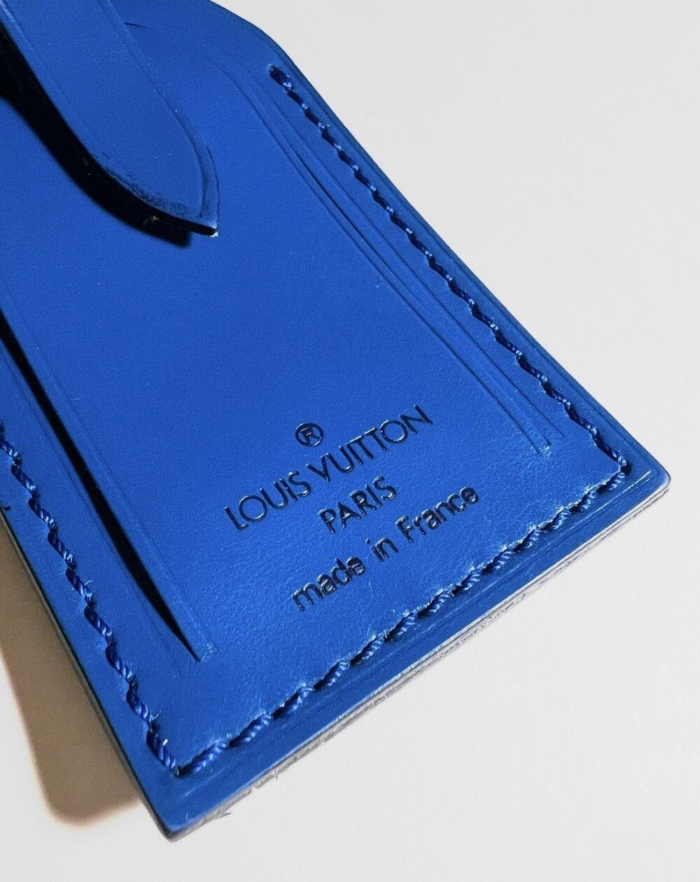Louis Vuitton Blue Leather Name Tag Goldtone Buckle - Toledo